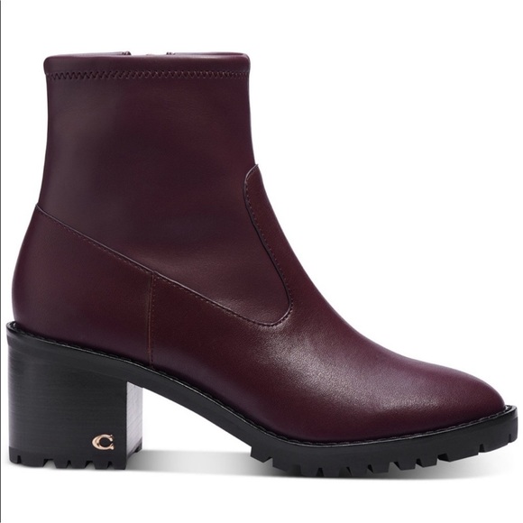 Coach Joy Logo Ankle Boots In Dark Cranberry Color - New In Box - Reemoly - Picture 3 of 16